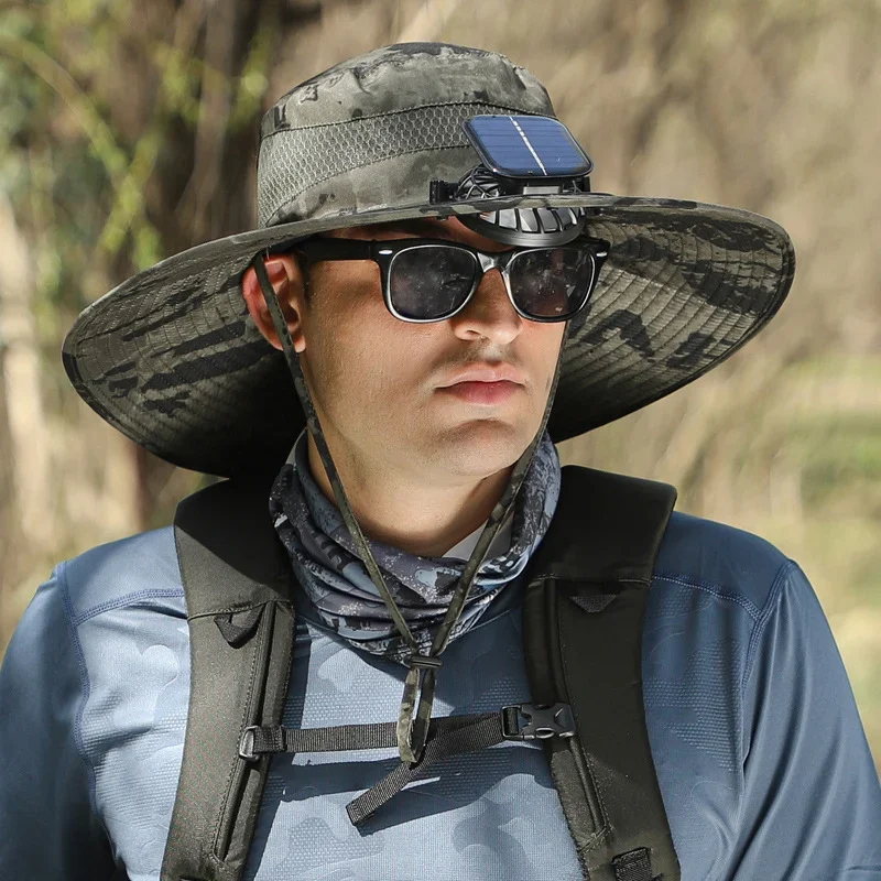 🔥Father's Day Sale 49% OFF - Wide Brim Solar Fan Outdoor Fishing Hat-Solar & USB Charging