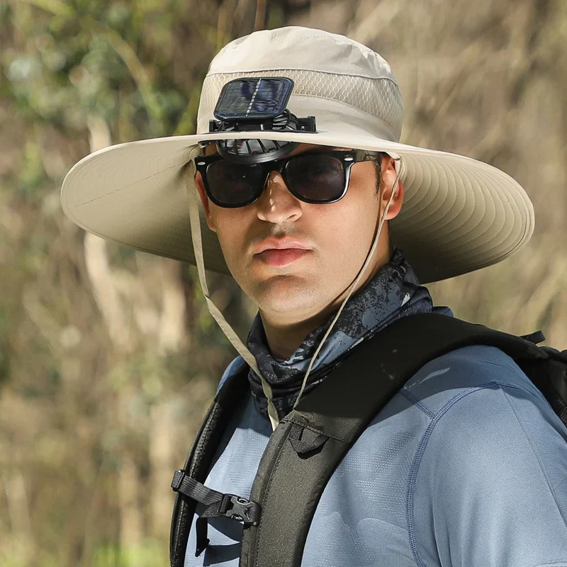 🔥Father's Day Sale 49% OFF - Wide Brim Solar Fan Outdoor Fishing Hat-Solar & USB Charging